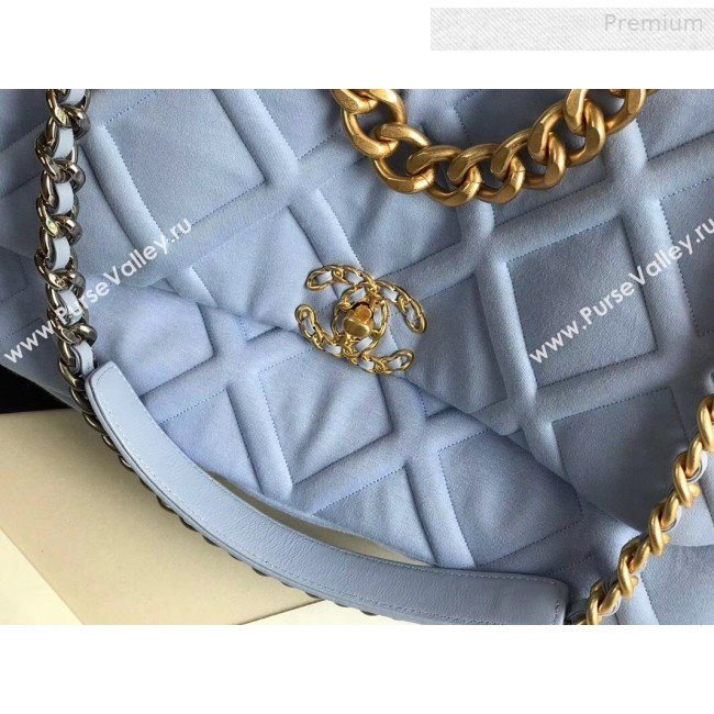 Chanel 19 Quilted Jersey Maxi Flap Bag AS1162 Blue 2019 (XING-0010909)