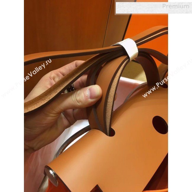 Hermes Herbag 31cm PM Double-Canvas Shoulder Bag Orange/Brown  (JIMMY-0010845)