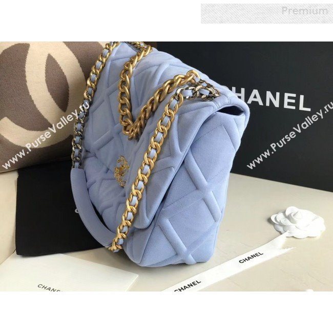 Chanel 19 Quilted Jersey Maxi Flap Bag AS1162 Blue 2019 (XING-0010909)
