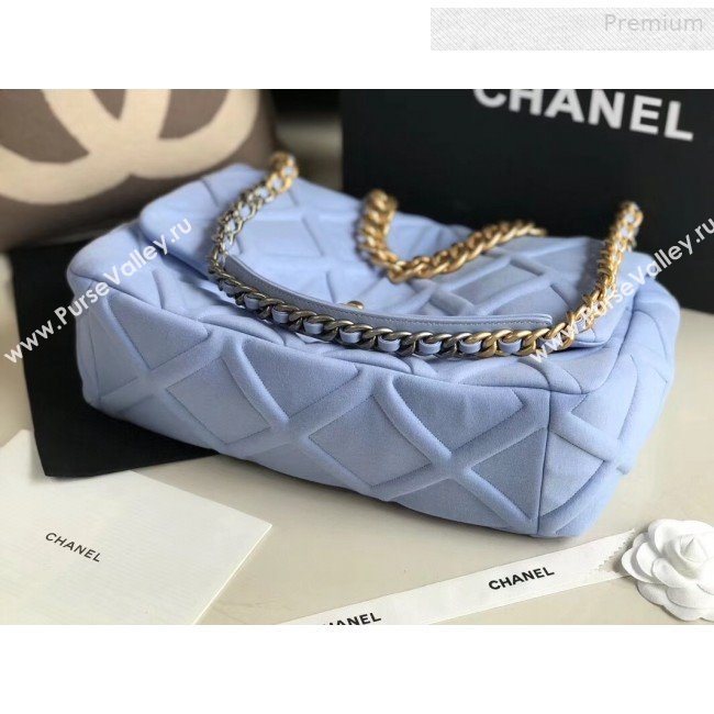 Chanel 19 Quilted Jersey Maxi Flap Bag AS1162 Blue 2019 (XING-0010909)