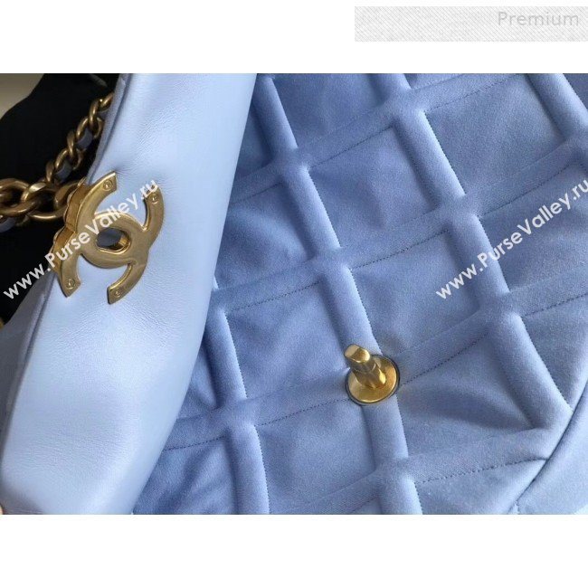 Chanel 19 Quilted Jersey Maxi Flap Bag AS1162 Blue 2019 (XING-0010909)