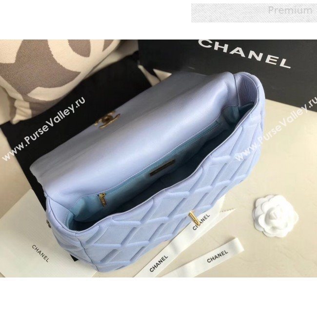 Chanel 19 Quilted Jersey Maxi Flap Bag AS1162 Blue 2019 (XING-0010909)