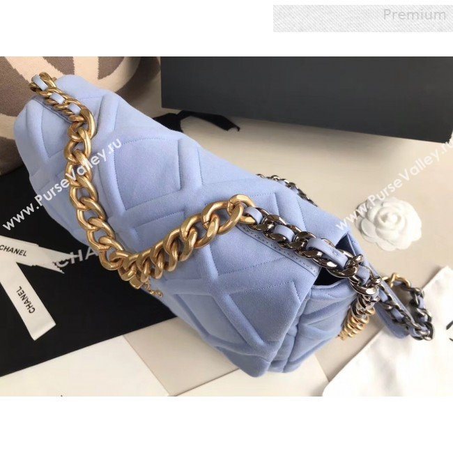 Chanel 19 Quilted Jersey Large Flap Bag AS1161 Blue 2019 (XING-0010913)