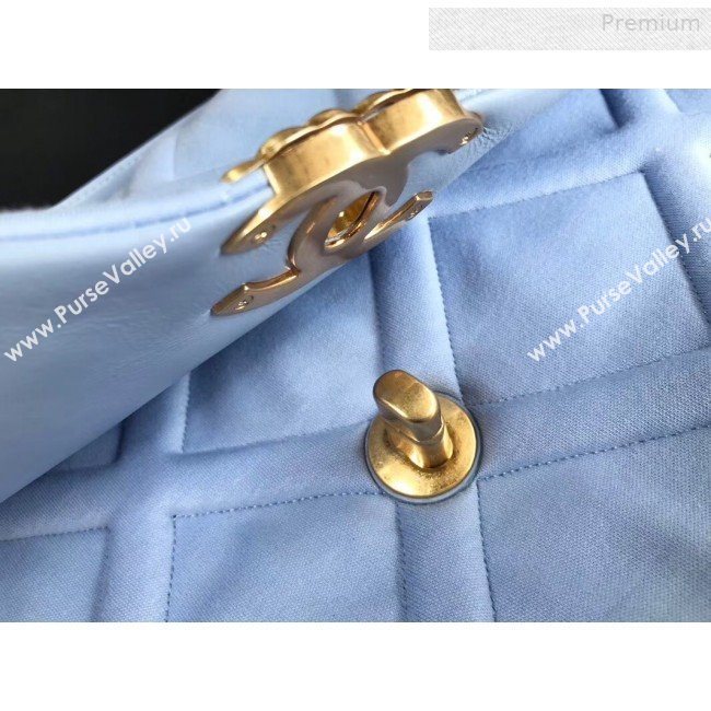 Chanel 19 Quilted Jersey Large Flap Bag AS1161 Blue 2019 (XING-0010913)