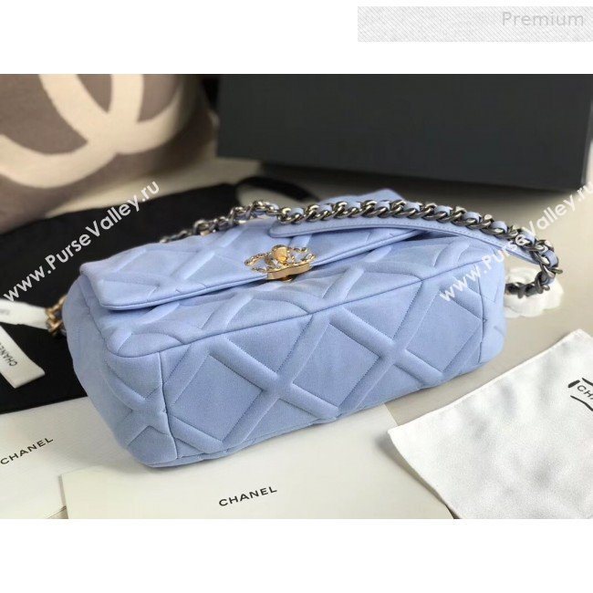 Chanel 19 Quilted Jersey Large Flap Bag AS1161 Blue 2019 (XING-0010913)