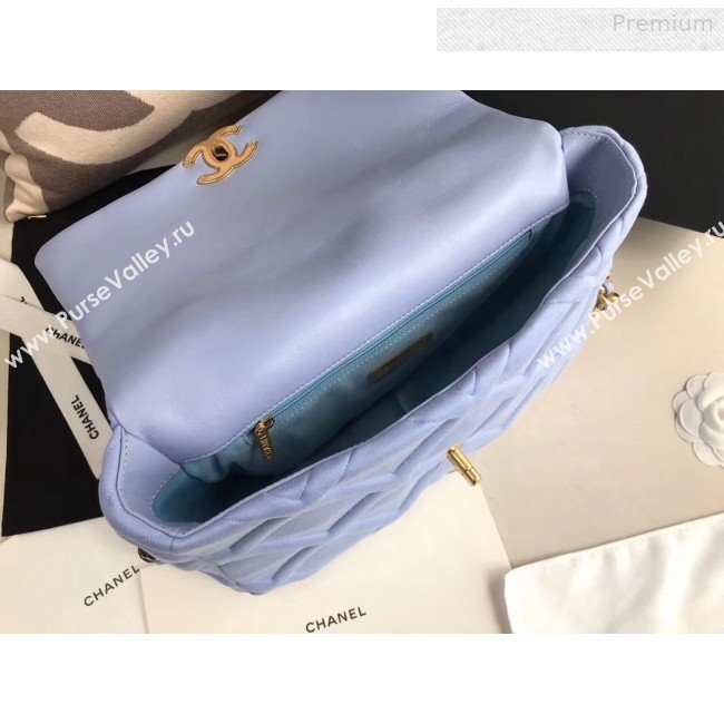 Chanel 19 Quilted Jersey Large Flap Bag AS1161 Blue 2019 (XING-0010913)