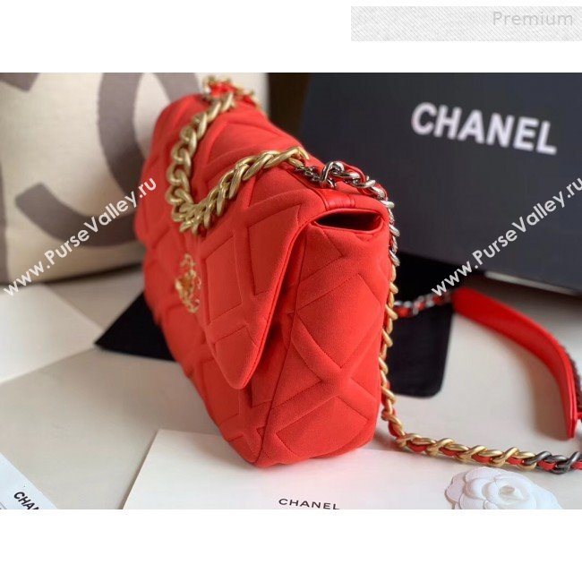 Chanel 19 Quilted Jersey Large Flap Bag AS1161 Red 2019 (XING-0010912)
