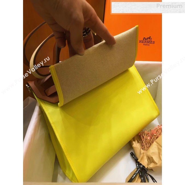 Hermes Herbag 31cm PM Double-Canvas Shoulder Bag Neon Yellow (JIMMY-0010848)