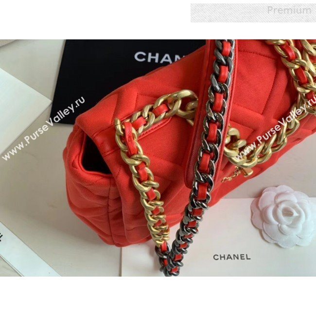 Chanel 19 Quilted Jersey Large Flap Bag AS1161 Red 2019 (XING-0010912)