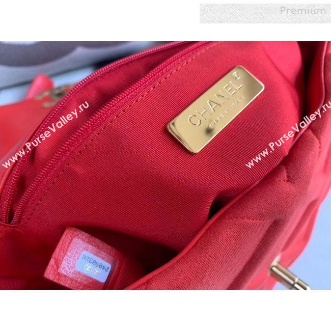 Chanel 19 Quilted Jersey Large Flap Bag AS1161 Red 2019 (XING-0010912)