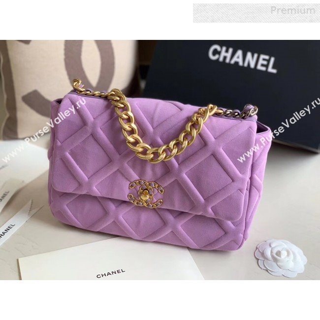 Chanel 19 Quilted Jersey Large Flap Bag AS1161 Purple 2019 (XING-0010911)