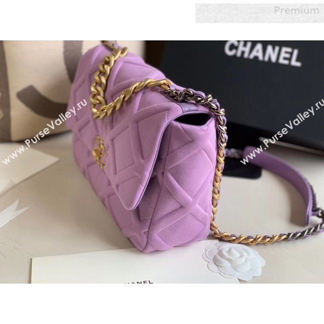 Chanel 19 Quilted Jersey Large Flap Bag AS1161 Purple 2019 (XING-0010911)
