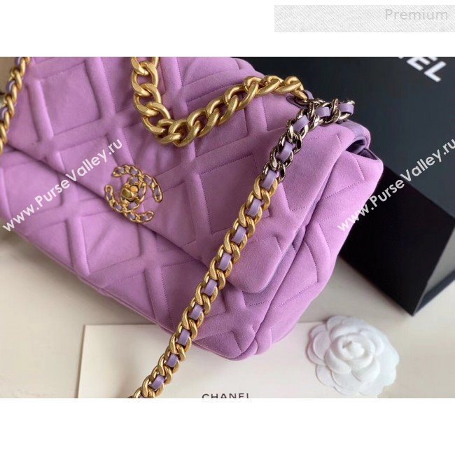 Chanel 19 Quilted Jersey Large Flap Bag AS1161 Purple 2019 (XING-0010911)