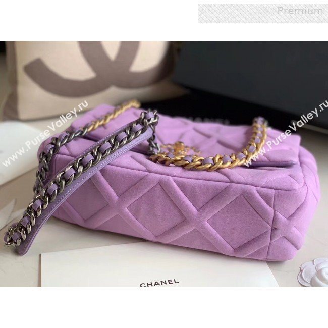 Chanel 19 Quilted Jersey Large Flap Bag AS1161 Purple 2019 (XING-0010911)