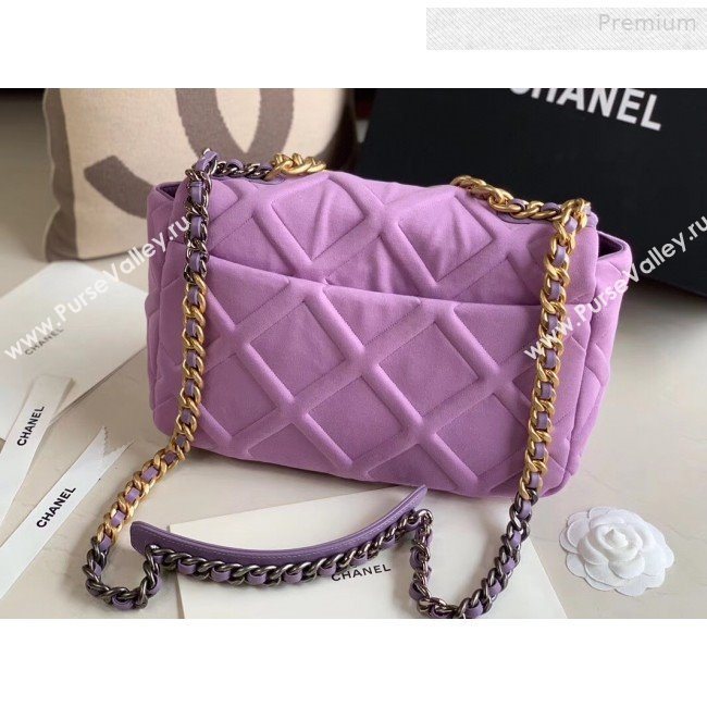Chanel 19 Quilted Jersey Large Flap Bag AS1161 Purple 2019 (XING-0010911)
