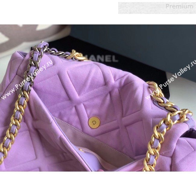 Chanel 19 Quilted Jersey Large Flap Bag AS1161 Purple 2019 (XING-0010911)