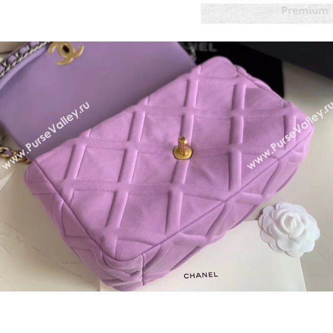 Chanel 19 Quilted Jersey Large Flap Bag AS1161 Purple 2019 (XING-0010911)