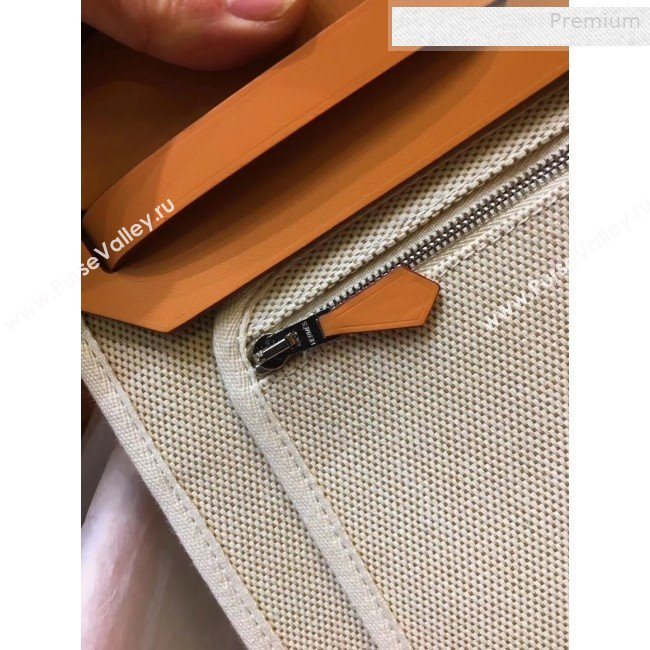 Hermes Herbag 31cm PM Cotton Linen Shoulder Bag Apricot/Light Coffee (JIMMY-0010852)