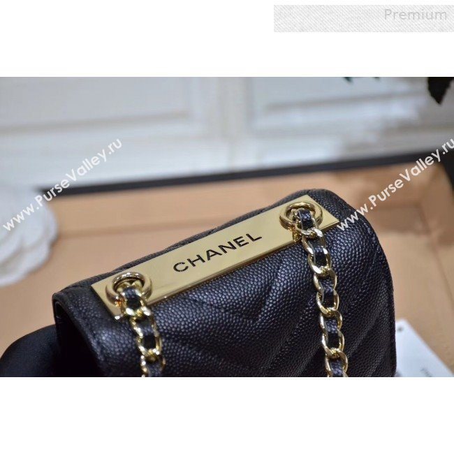 Chanel Chevron Grained Calfskin Clutch with Chain A81633 Black 2019 (KS-0011002)