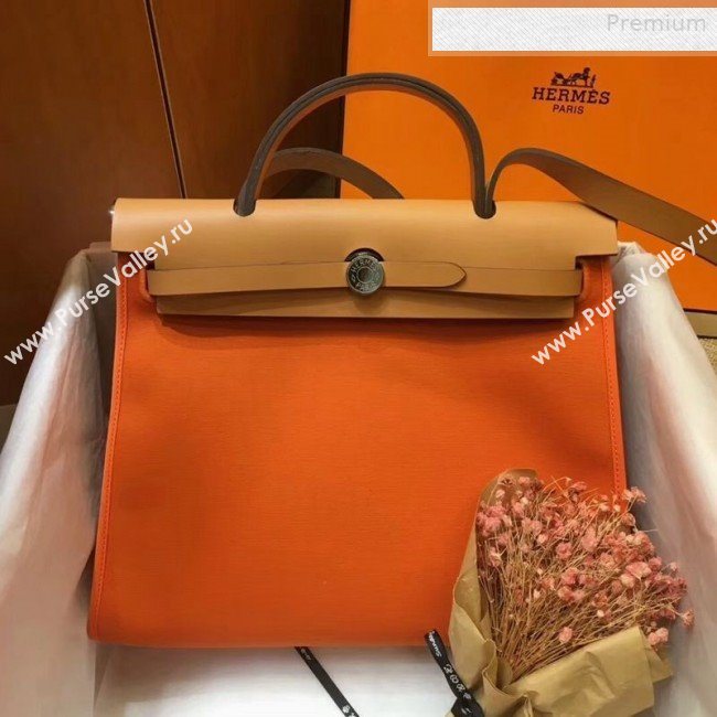 Hermes Herbag 31cm PM Double-Canvas Shoulder Bag Orange/Yellow (JIMMY-0010855)