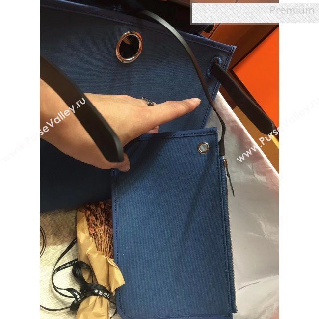 Hermes Herbag 31cm PM Double-Canvas Shoulder Bag Turkey Blue/Black (JIMMY-0010857)