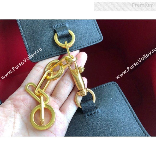 Valentino Medium VLOGO Shopping Tote Bag with Inlay Detail 0099 Black/White 2019 (JD-0011008)