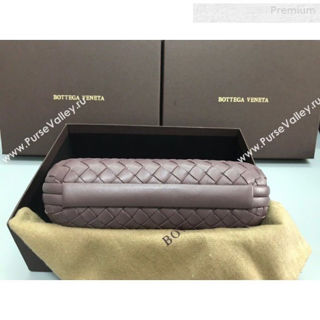 Bottega Veneta Knot Woven Lambskin Clutch with Chain Grey 01 2019 (MS-0011018)