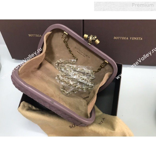 Bottega Veneta Knot Woven Lambskin Clutch with Chain Grey 01 2019 (MS-0011018)