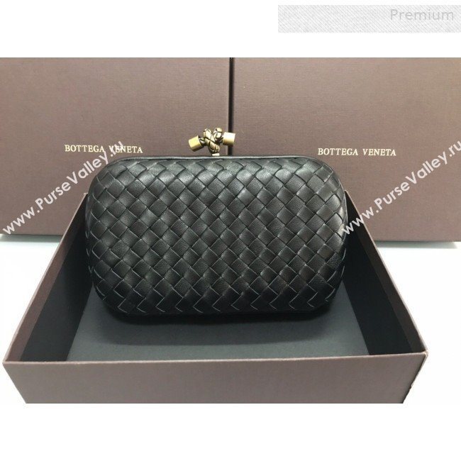 Bottega Veneta Knot Woven Lambskin Clutch with Chain Dark Green 2019 (MS-0011014)