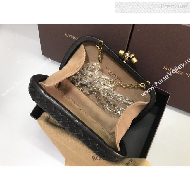 Bottega Veneta Knot Woven Lambskin Clutch with Chain Dark Green 2019 (MS-0011014)