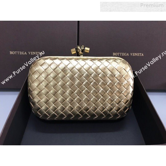 Bottega Veneta Knot Woven Lambskin Clutch with Chain Gold 01 2019 (MS-0011016)
