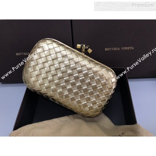 Bottega Veneta Knot Woven Lambskin Clutch with Chain Gold 01 2019 (MS-0011016)