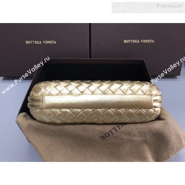 Bottega Veneta Knot Woven Lambskin Clutch with Chain Gold 01 2019 (MS-0011016)