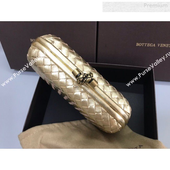 Bottega Veneta Knot Woven Lambskin Clutch with Chain Gold 01 2019 (MS-0011016)