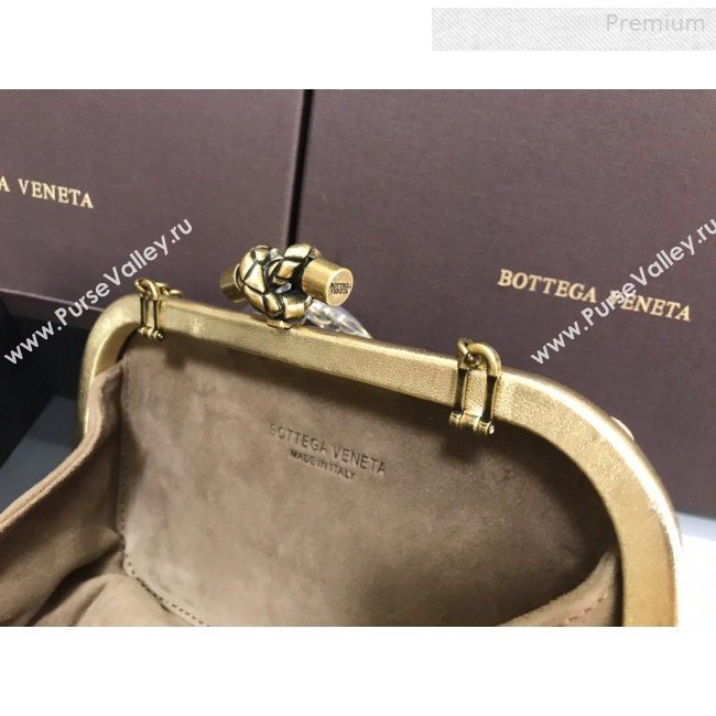 Bottega Veneta Knot Woven Lambskin Clutch with Chain Gold 01 2019 (MS-0011016)