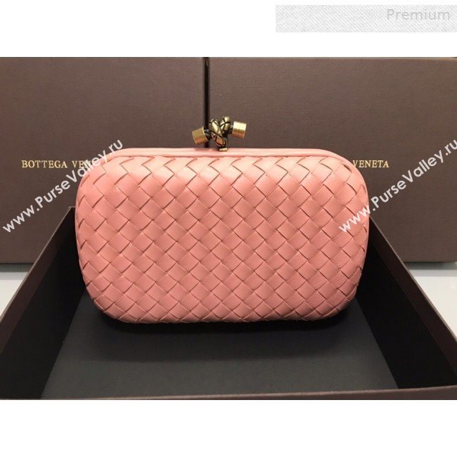 Bottega Veneta Knot Woven Lambskin Clutch with Chain Pink 2019 (MS-0011013)
