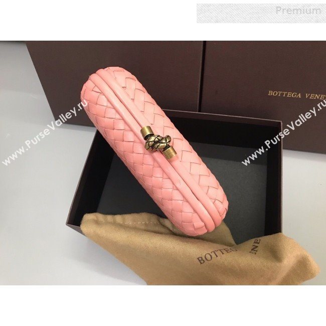 Bottega Veneta Knot Woven Lambskin Clutch with Chain Pink 2019 (MS-0011013)