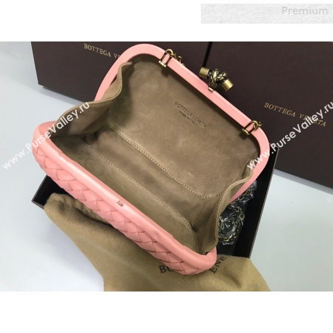 Bottega Veneta Knot Woven Lambskin Clutch with Chain Pink 2019 (MS-0011013)
