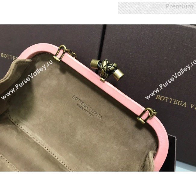 Bottega Veneta Knot Woven Lambskin Clutch with Chain Pink 2019 (MS-0011013)