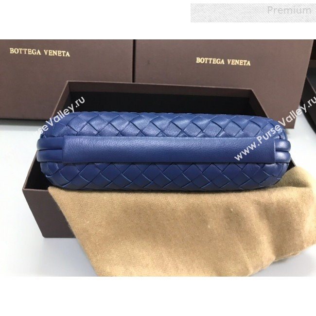Bottega Veneta Knot Woven Lambskin Clutch with Chain Dark Blue 2019 (MS-0011011)