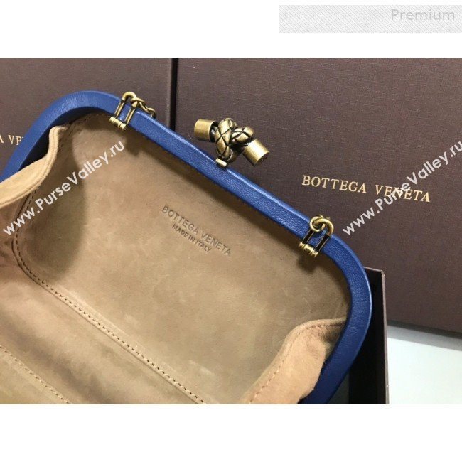 Bottega Veneta Knot Woven Lambskin Clutch with Chain Dark Blue 2019 (MS-0011011)
