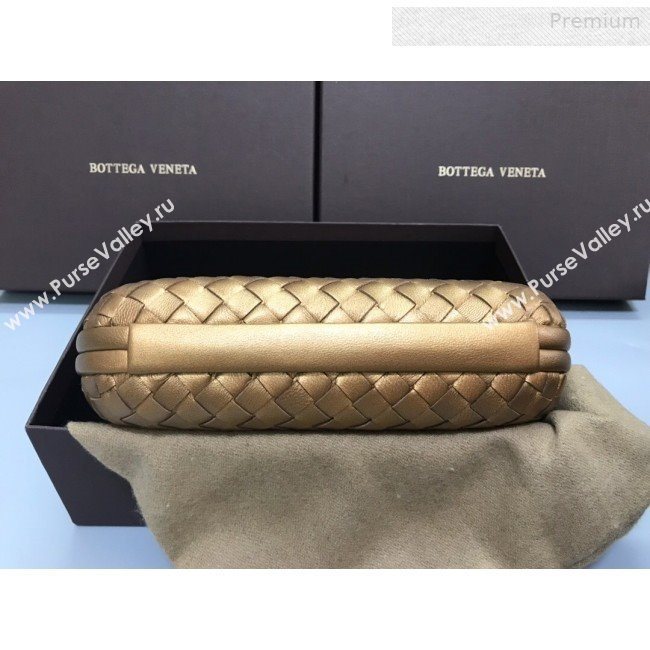 Bottega Veneta Knot Woven Lambskin Clutch with Chain Gold 02 2019 (MS-0011017)