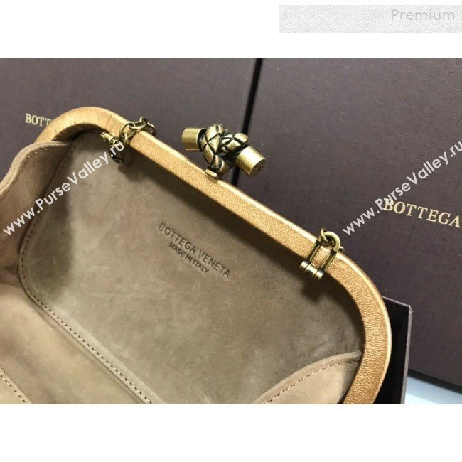 Bottega Veneta Knot Woven Lambskin Clutch with Chain Gold 02 2019 (MS-0011017)
