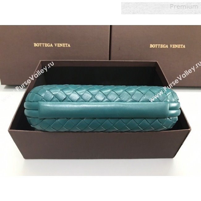Bottega Veneta Knot Woven Lambskin Clutch with Chain Blue-Green 2019 (MS-0011015)