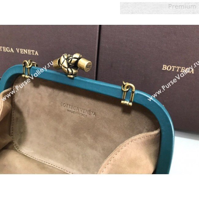 Bottega Veneta Knot Woven Lambskin Clutch with Chain Blue-Green 2019 (MS-0011015)