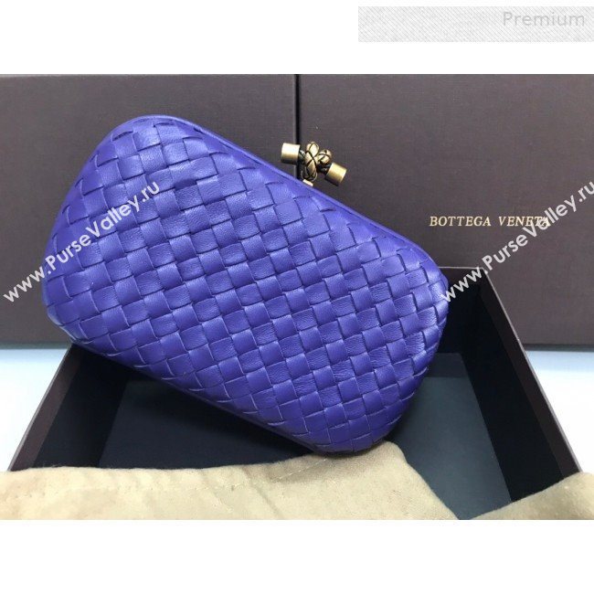 Bottega Veneta Knot Woven Lambskin Clutch with Chain Violet Blue 2019 (MS-0011012)