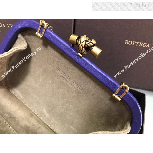 Bottega Veneta Knot Woven Lambskin Clutch with Chain Violet Blue 2019 (MS-0011012)