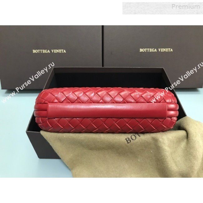 Bottega Veneta Knot Woven Lambskin Clutch with Chain Red 2019 (MS-0011010)