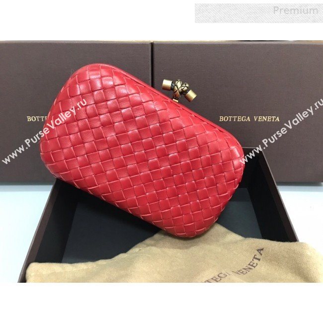 Bottega Veneta Knot Woven Lambskin Clutch with Chain Red 2019 (MS-0011010)