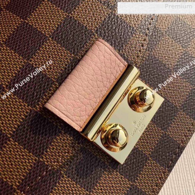 Louis Vuitton Croisette Damier Ebene Canvas Chain Wallet N60287 Pink 2019 (KI-0010705)
